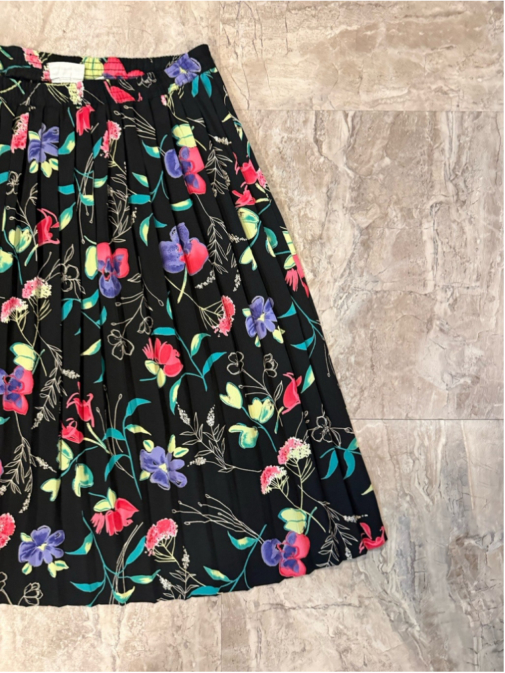 VTG 90s Alfred Dunner Dark Floral Maxi Skirt Pleated Flare Whimsy Sz 10